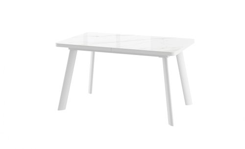 Стол LEON LUX RADIAL-140, раздвижной 140(180)*85, COROLLA WHITE GLOSS ST CER/БЕЛЫЙ