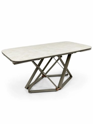 Стол Декада 1800(2440)*900 керамика 1 кат Bayona ivory, опоры серо-бежевый муар, каркас серо-бежевый